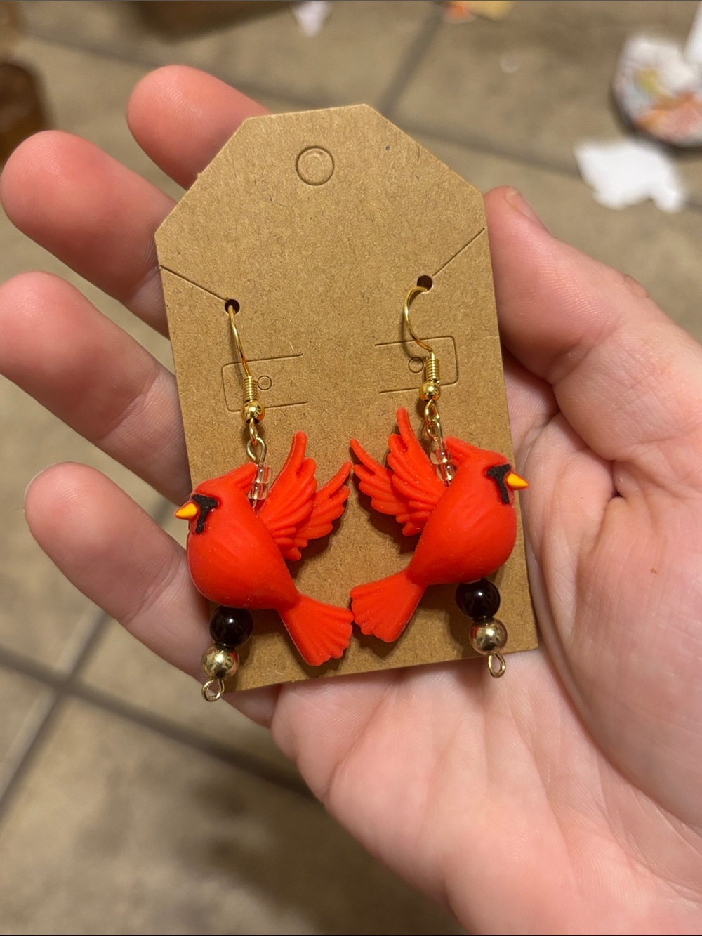 Handmade Cardinal Dangle Earrings